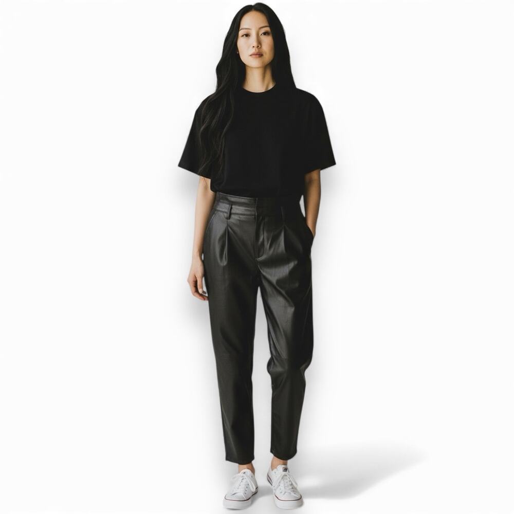 BLANKNYC Womens Faux Vegan Leather Paper Bag Pants Size 31 Black Relaxed Fit